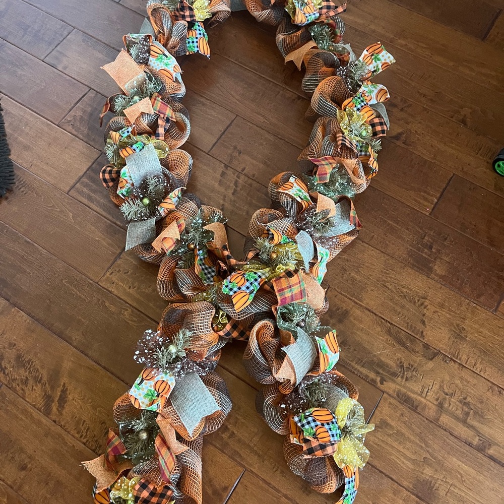 Fall Thanksgiving Autumn 9’ Fireplace Door GARLAND Pumpkin MATCH WREATH AVAIL